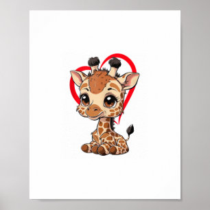 Cut Littele Giraffe Volwassen Kinder Mannen Vrouwe Poster