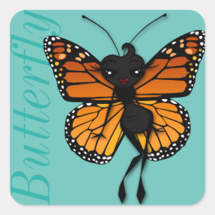 CUT MONARCH BUTTERFLY DAME CARRÉ MATTE STICKERS