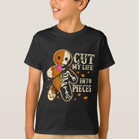 Cut My Life Into Eces Funny Gingerbread Christmas  T-shirt (Voorkant)