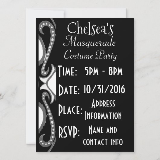 "Cut Out Mask" Masker feestuitnodigingen Kaart (Achterkant)