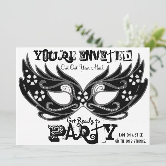 "Cut Out Mask" Masker feestuitnodigingen Kaart (Staand voorkant)