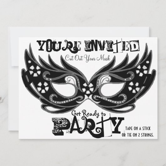 "Cut Out Mask" Masker feestuitnodigingen Kaart (Voorkant)