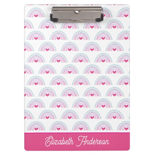 Cut Pink Boho Rainbow Girly Klembord (Voorkant)