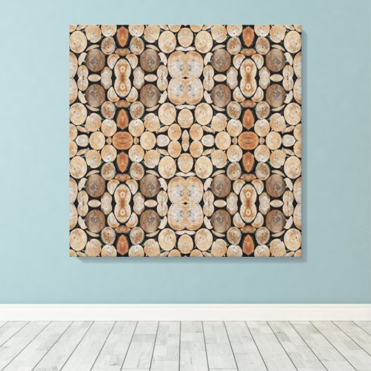 Cut Tree Branch Logs Stacked Pattern Photograph Canvas Afdruk (Insitu (Houten vloer))