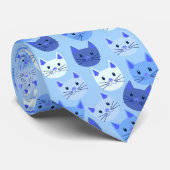 Cutat katten Patroon Blauw wit Stropdas (Opgerold)