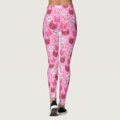Cutcat face Pattern roze Leggings (Achterkant)