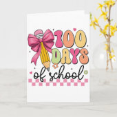 Cute 100 Days Of School Pencil Bow Classroom Theme Kaart (Gele Bloem)
