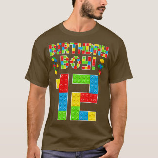 Cute 12th Birthday 12 Years Old Block Building Boy T-shirt