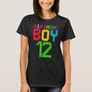 Cute 12th Birthday Gift 12 Years Old Block Buildin T-shirt