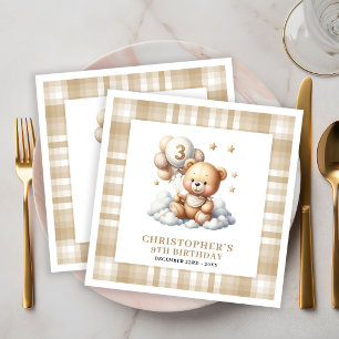 Cute 13e Verjaardag Teddybeer Goud Ivoor Servetten