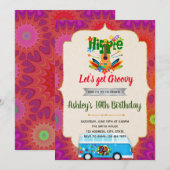 Cute 1960s-themauitnodiging kaart (Voorkant / Achterkant)