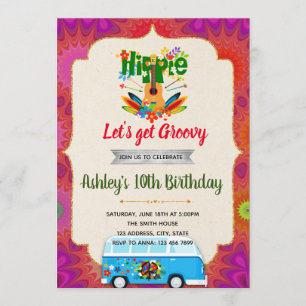 Cute 1960s-themauitnodiging kaart