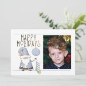 Cute 1 Foto PRETTIGE FEESTDAGEN Santa Gnome kerst (Staand voorkant)