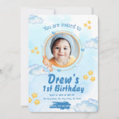 Cute 1st Baby Boy Birthday Invitation (Devant)