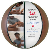 Cute 1st Fathers Day Dad Photo Collage Basketbal (Verticaal)