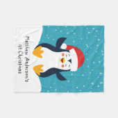 Cute 1st Kerstmis Penguin Fleece Blanket (Voorkant (Horizontaal))