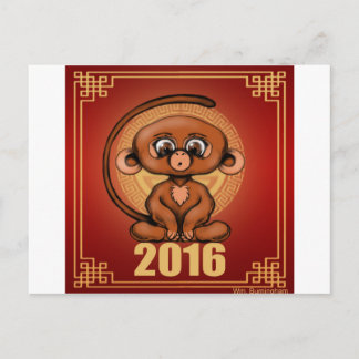 Cute 2016 Year of the Monkey Feestdagenkaart