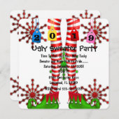 Cute 2019 Elf Stocking Chritmas Invitation du Part (Devant / Derrière)