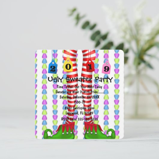 Cute 2019 Elf Stocking Chritmas Invitation du Part (Debout devant)