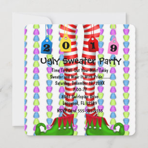 Cute 2019 Elf Stocking Chritmas Invitation du Part