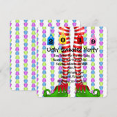 Cute 2019 Elf Stocking Chritmas Party Invite Kaart (Voorkant / Achterkant)