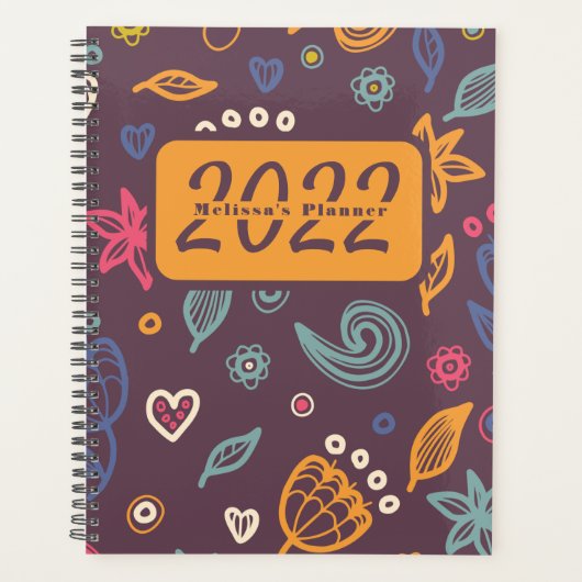 Cute 2022 Botanical Pattern Personalized Planner (Voorkant)