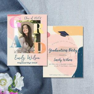 Cute 2025 Photo Graduation Party Mini Invitation