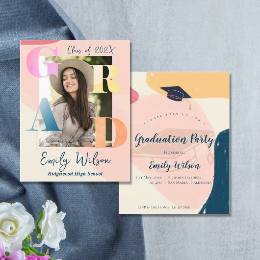 Cute 2025 Photo Graduation Party Mini Invitation
