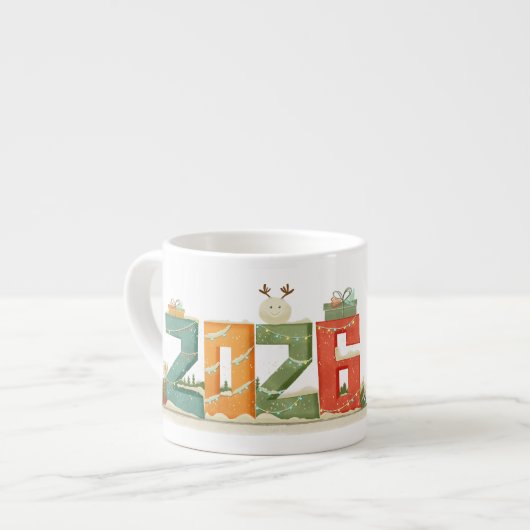 Cute 2026 New Year's Espresso Mug Espresso Kop (Voorkant links)