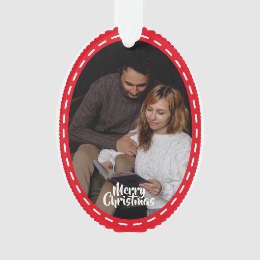 Cute 2 Photo Frame Christmas Ceramic Ornament (devant)