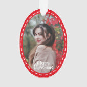 Cute 2 Photo Frame Christmas Ceramic Ornament (dos)