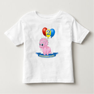 Cute 2de verjaardag Girl Pink Baby Triceratops Din Kinder Shirts