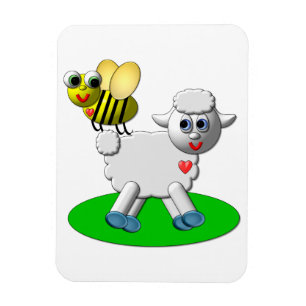 Cute 3-D Kijk bij en Lamb Magneet