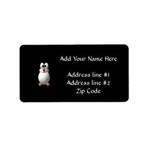 Cute 3-D look Perky Penguin Etiket