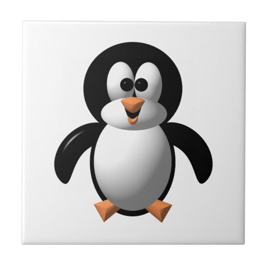 Cute 3-D look Perky Penguin Tegeltje (Voorkant)