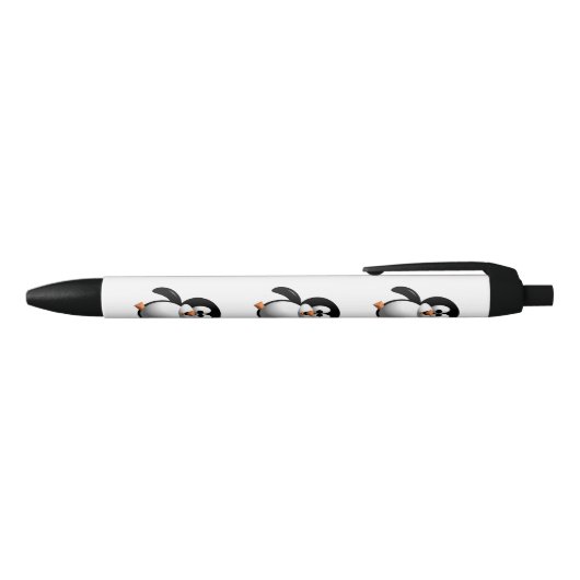 Cute 3-D look Perky Penguin Zwarte Inkt Pen (Bovenkant)