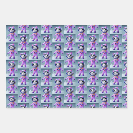 Cute 3D Animaux Envelopper Papier Papier Plat Set  (Devant 3)