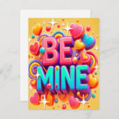 Cute 3D Be mine Valentines day Feestdagenkaart (Voorkant / Achterkant)