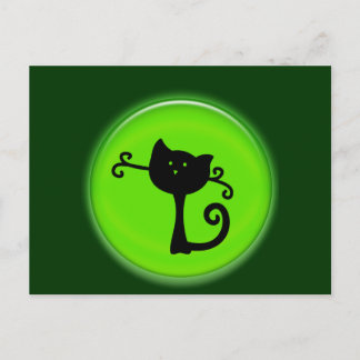 Cute 3D Black Cartoon Cat Briefkaart