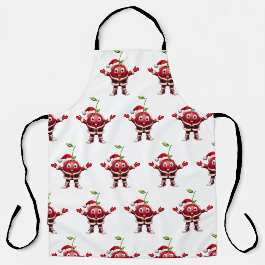 Cute 3D Christmas Cherry Fruit Pattern Apron Schort (Voorkant)