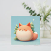 Cute 3D Clay Red Fox in Forest Scene Postcard (Staand voorkant)