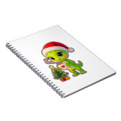 **Cute 3D Green Alien in Santa Hat with Hot Chocol Notitieboek (Rechterzijde)
