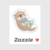 Cute 3D Otter "You Are Loved" Digital Sticker (Feuille)