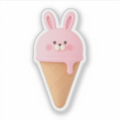 Cute 3D Pink Bunny Ice Cream Cone Sticker (Devant)