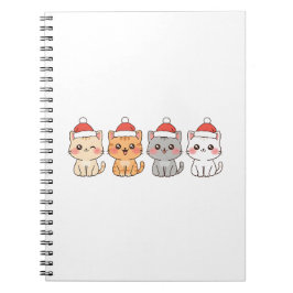 Cute 4 Kawaii Cats Christmas Design – Holiday Pet  Notitieboek