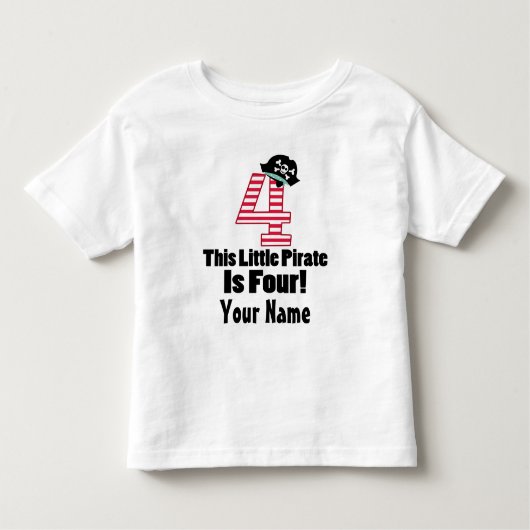Cute 4th Birthday Pirate Thmed Kinder Shirts (Voorkant)