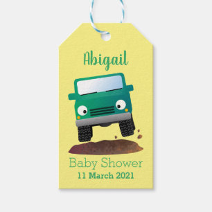 Cute 4X4 terreinwagen cartoon Cadeaulabel