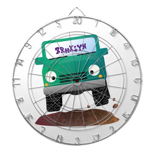 Cute 4X4 terreinwagen cartoon Dartbord (Voorkant)