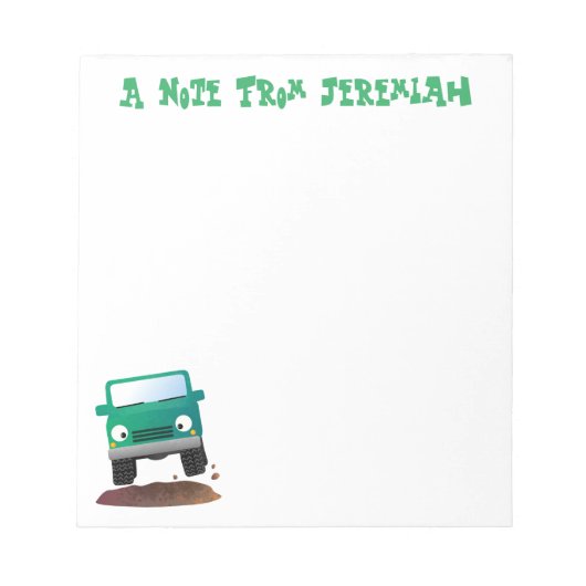 Cute 4X4 terreinwagen cartoon Notitieblok (Voorkant)