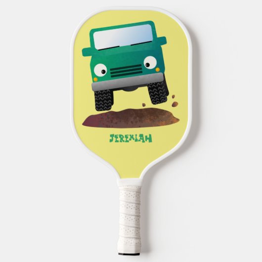 Cute 4X4 terreinwagen cartoon Pickleball Paddle (Achterkant)